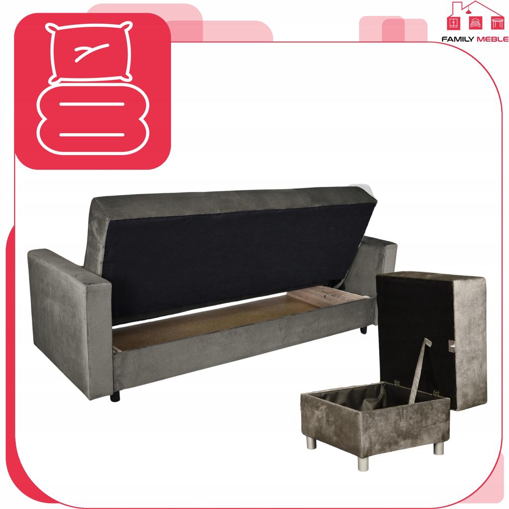Sofa Corner Sofa Alicja with Pouf Sofa Sofa Bed Family Meble Graphite