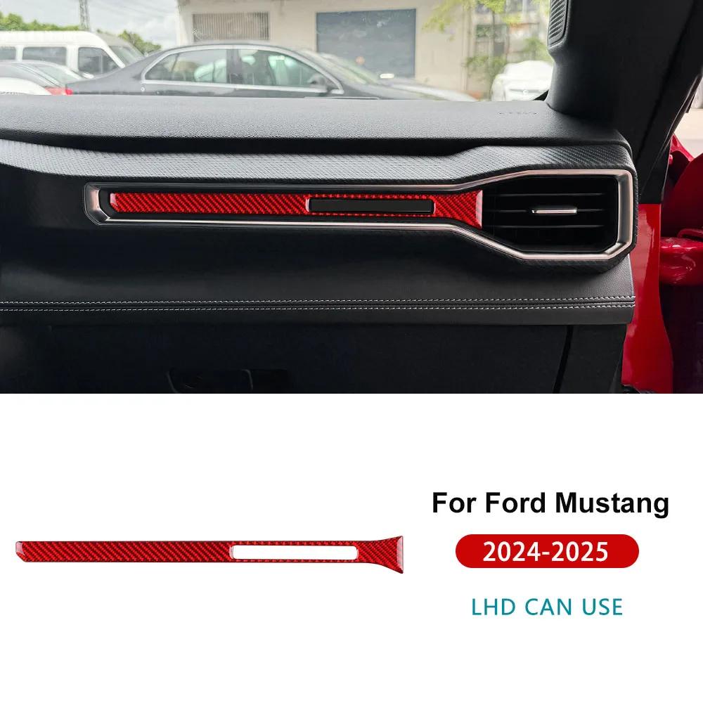 For Ford Mustang GT Dark Horse EcoBoost 2024 2025 2026 LHD RHD Real Soft Carbon Fiber Sticker Car Center Console AC Outlet Trim