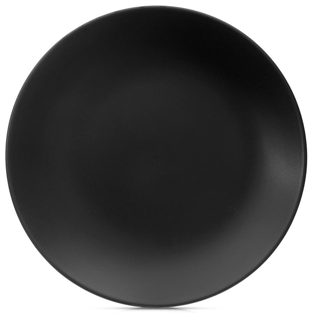 Large Flat Dinner Plate for Dinner, Ceramic, Black, 27 cm
