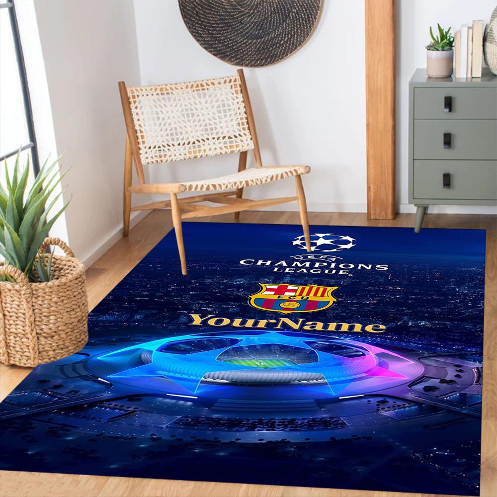 FC Barcelona personalisierter Namens-Teppich Perfekt für Esszimmer im Freien Eingangsbereich Flur Rutschfester Teppich Büros Dekorieren Hochzeitsfeier Geschenk