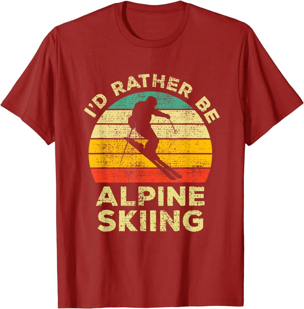 Alpine Skiing Vintage Gift Id Rather Be Alpine Skiing TShirt Premium Cotton Short Sleeve ONeck Mens T Shirt New S3XL