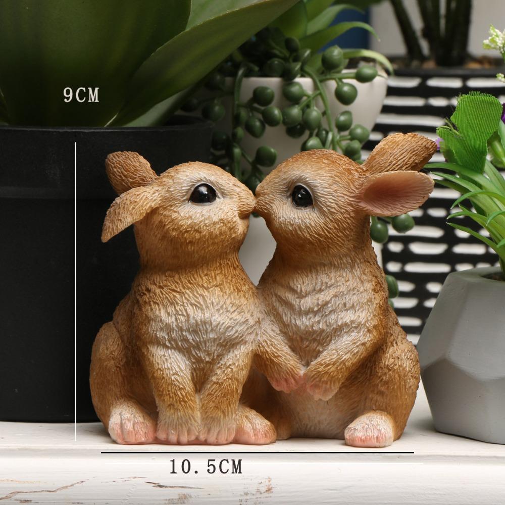 

Waterproof Garden Statue Resin Kissing Couple Rabbit Cute Ornaments for Patio Balcony Yard кавовий