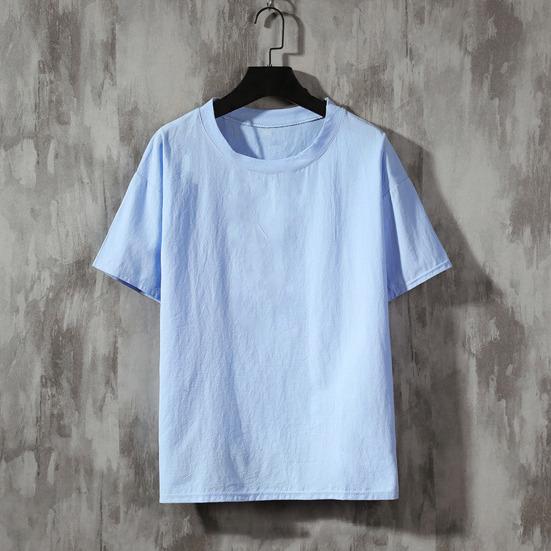 O Neck Men T-shirts Lightweight Plus Size Solid Color Casual Top Streetwear