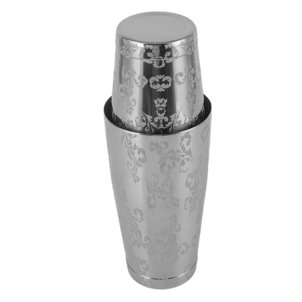 Stainless Steel Cocktail Shaker Engraved Martini Shaker Silver Japanese American Boston Bar Mixer
