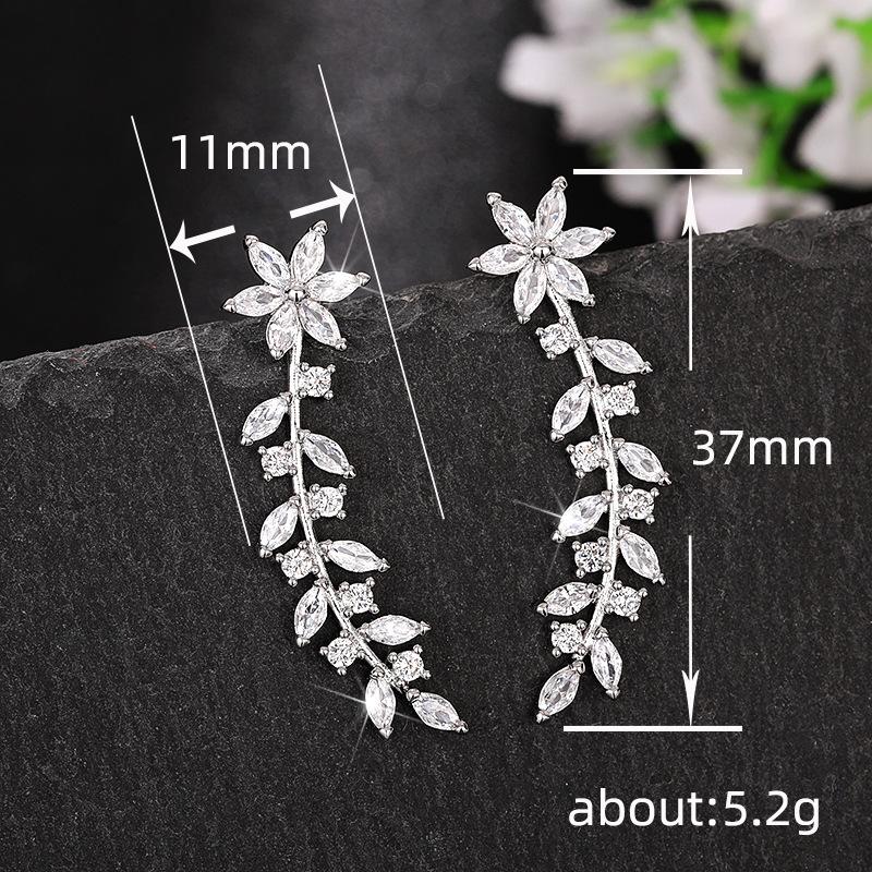 Style Internet Celebrity With The Same Ear Hook, Song Huiqiao With The Same Earrings Song Zuer, Full Of Diamond Flower Earrings Women