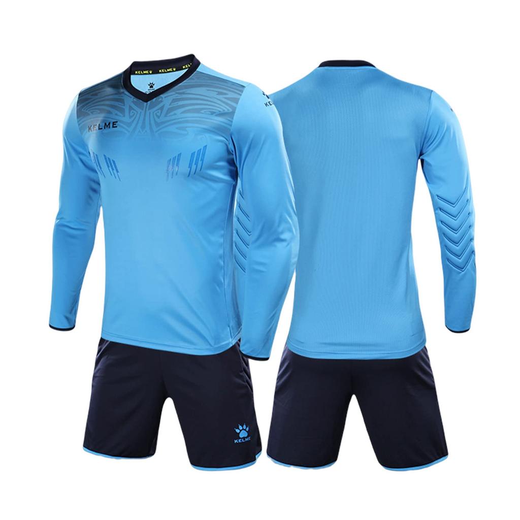 Kelme Soccer Uniform, Goalkeeper Wear, Long Sleeve, Soccer Goalkeeper Training Wear, Unisex, Sky Blue, Size 2XL