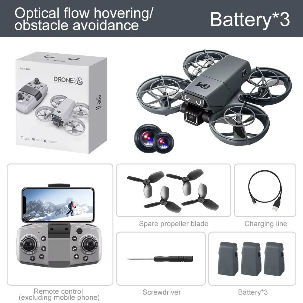 2025 New V86 Mini Remote Control Drone with 4K HD Camera, Foldable Quadcopter, Intelligent Obstacle Avoidance, Toy Airplane, Gift for Kids