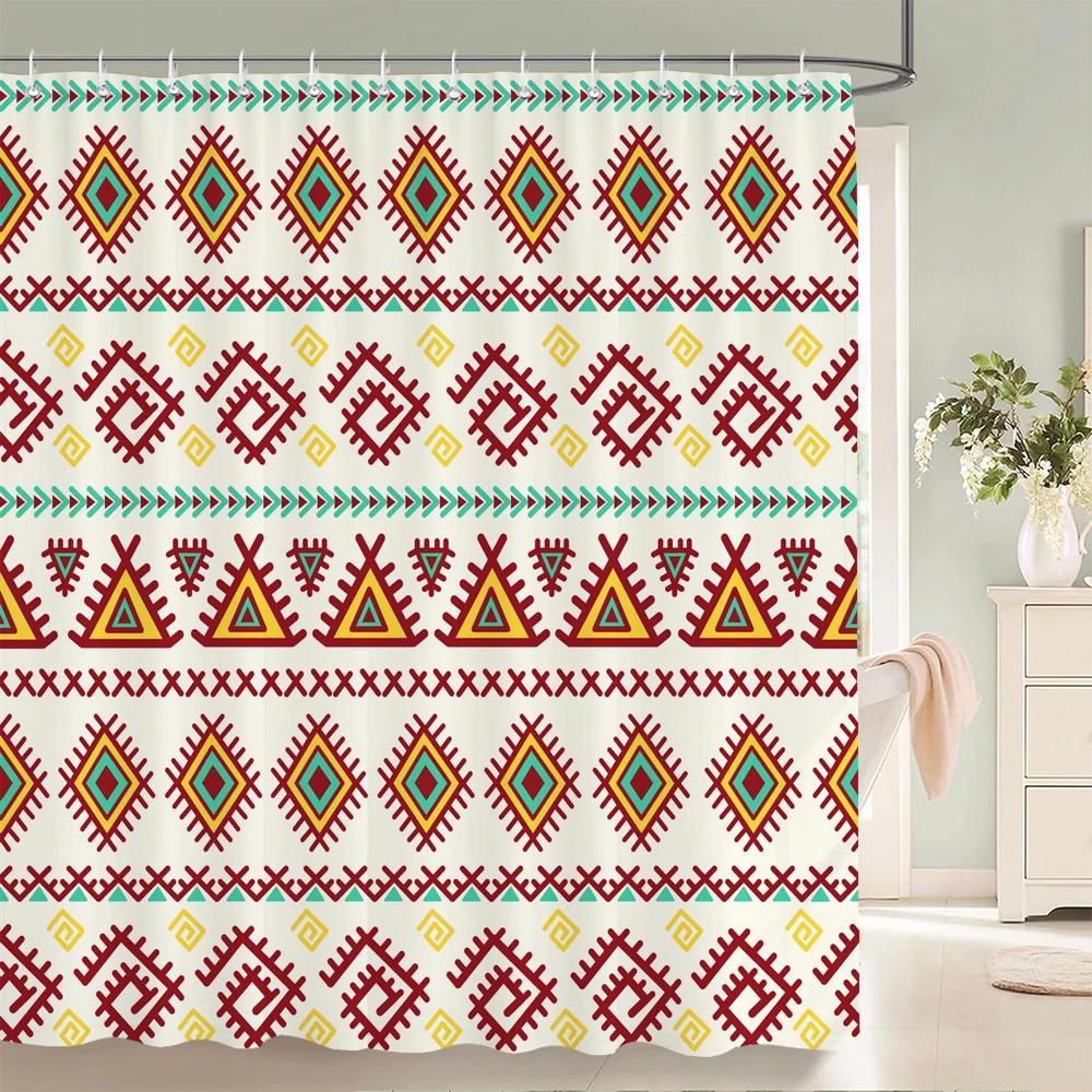 1 pc Geometric Shower Curtain Home Bathroom Decoration Printing Polyester Fabric Modern Simple Bath Curtains With Hooks