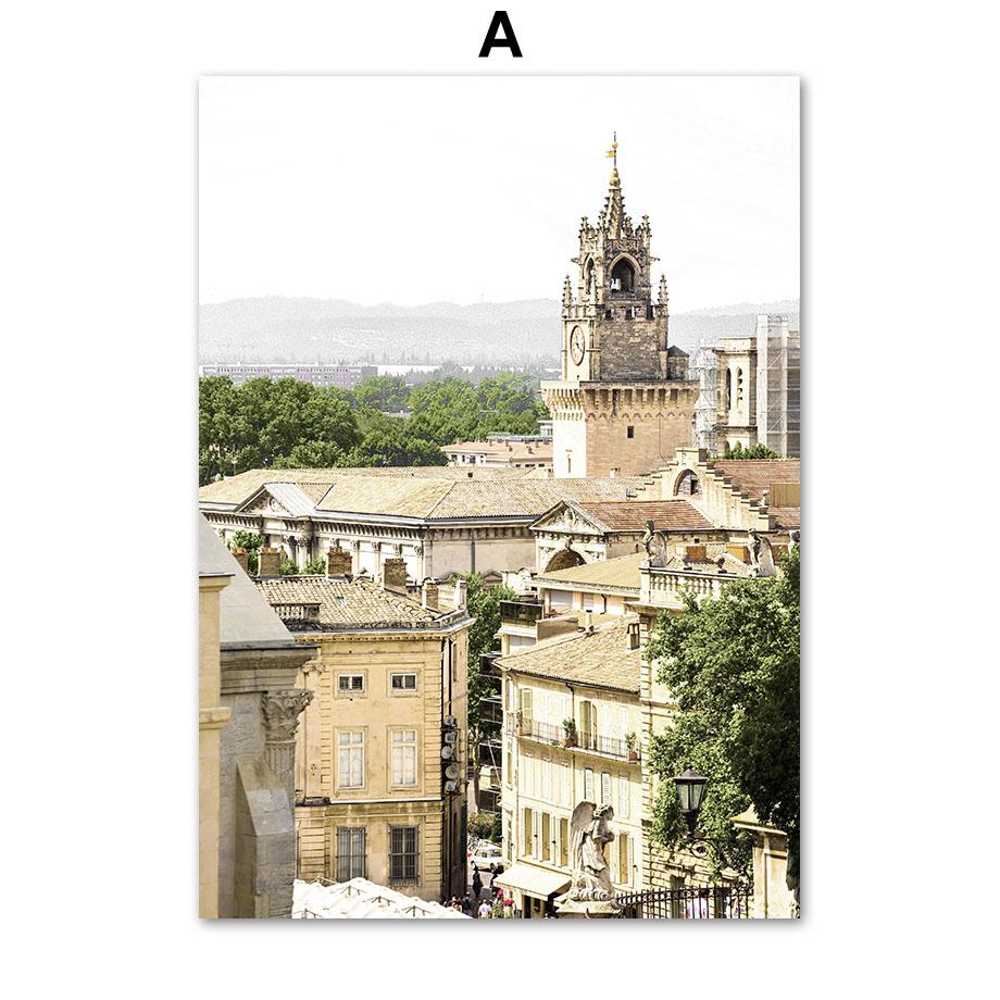 Europa Stadt Fahrrad Berg Wildblumen Blatt Wand Kunst Leinwand Malerei Nordic Poster Und Drucke Wand Bilder Für Wohnzimmer Dekor