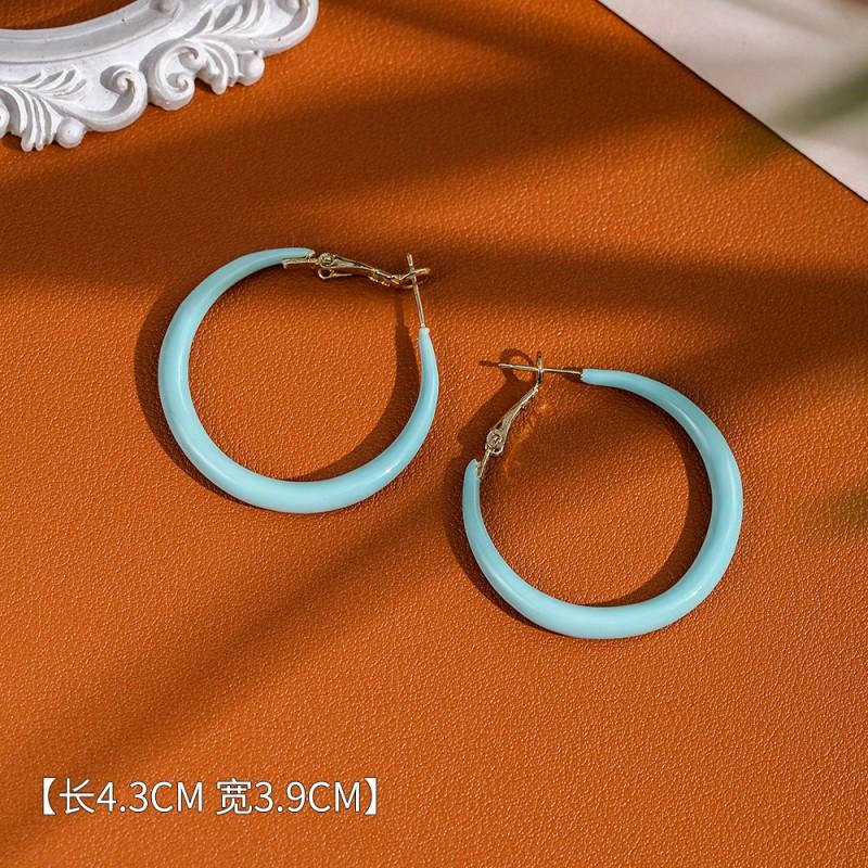 Pastel Macaron Earrings Women Dainty Drop Hoop Studs With Post Geometric Round Design Fresh Sweet Style