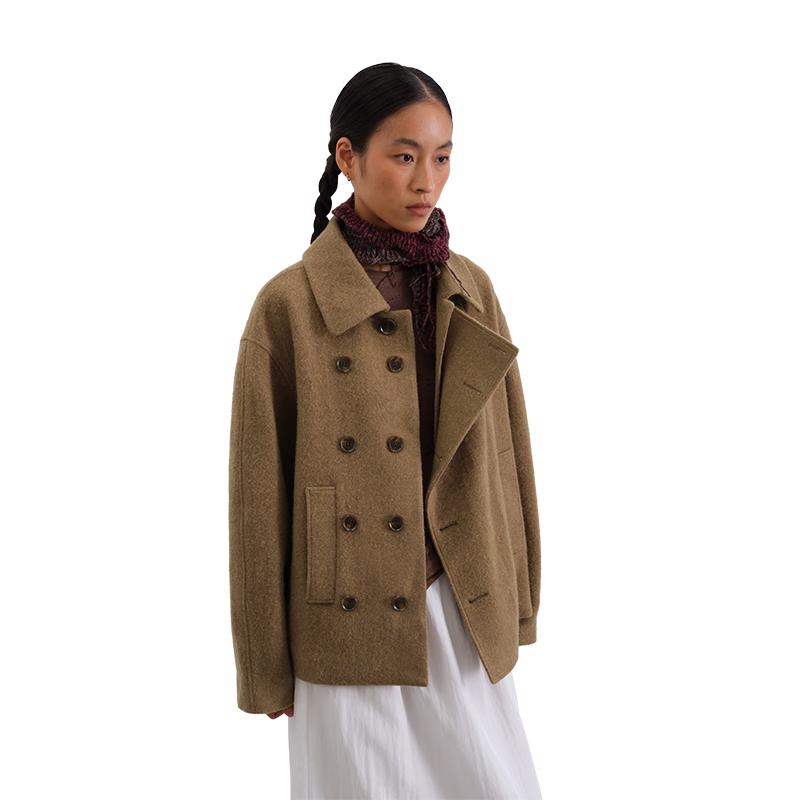 

GREEN BELT Women s 100% Wool Short Trench Coat M