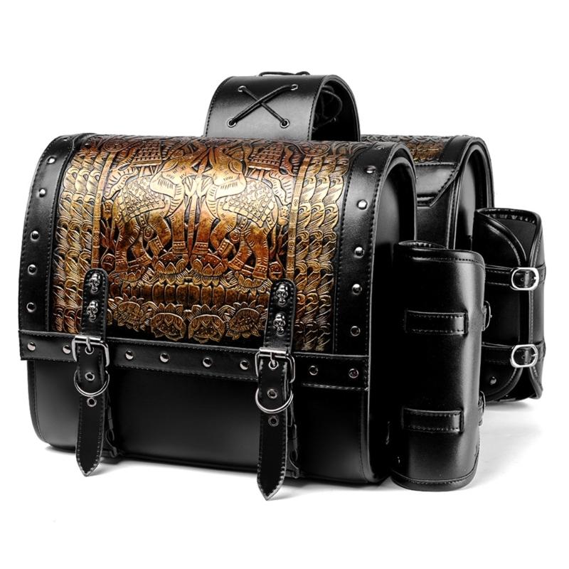 1 Pair Over Saddles Bags Motorcycle Tool Bag Travel Luggage Storage Bag Motorbike Retro Style Saddlebag Side Bag Pouch