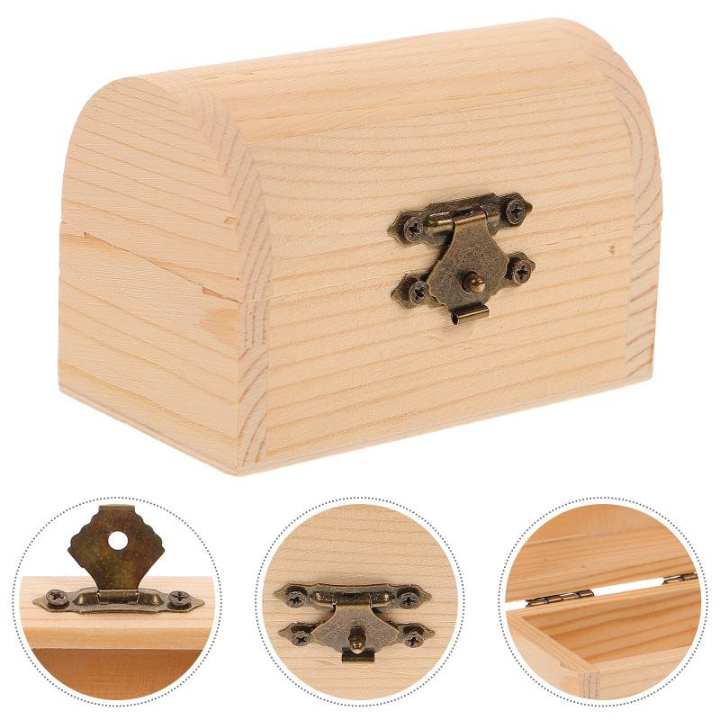 2pcs Wood Treasure Box Soild Wood jewelryBox Vintage Wooden Jewelry Storage Box Chest Box With Buckle
