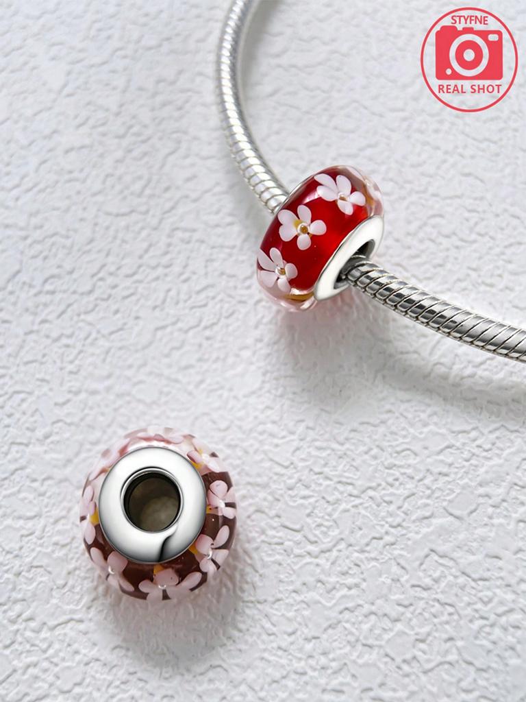Ocean Colored Glass Beads Charm Copper Plated Fit Charms Copperoriginal Bracelet For Jewelry Making Diy Charm