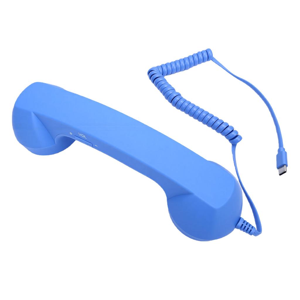 Retro Telephone Handset Type C Vintage Wired Handheld Cell Phone Receiver with Speaker and Microphone for Cell Mobile Video Conferences Calls Meetings