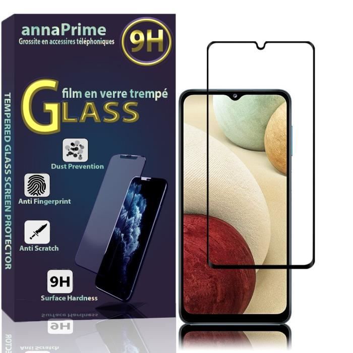Film de protection d'écran - annaPrime - Samsung Galaxy A12 - Verre Trempé - Noir - Résistant aux rayures
