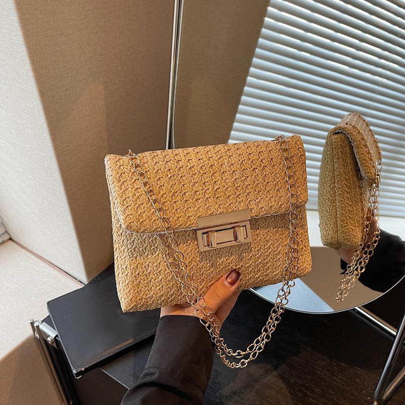 Handmade Fashi Straw Shoulder Bag Women High Capacity Crossbody Beach Woven Clutch Handbag
