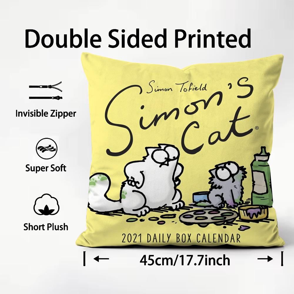 Anime S-Simons C-Cat Cute Cushion Cover Plush Fabric Soft Double-Sided Printed Sofa Warm Winter Home Gift Pillow Cover