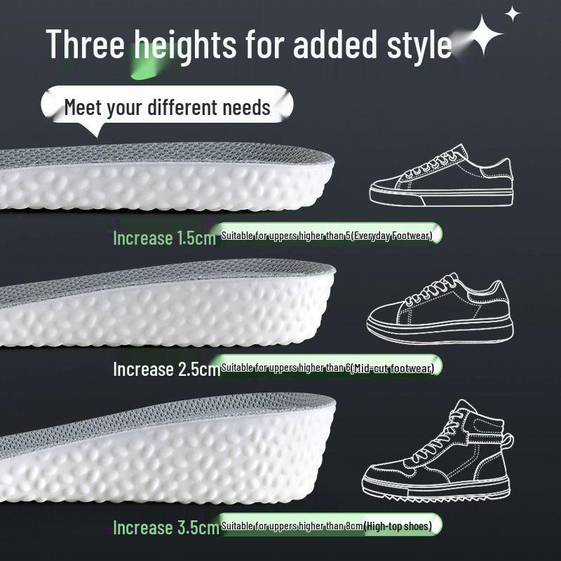 Universal Invisible Height-Boosting Insoles: Odor-Resistant, Breathable, Non-Collapsing, Super Soft for Men & Women, Ideal for Sports & Training