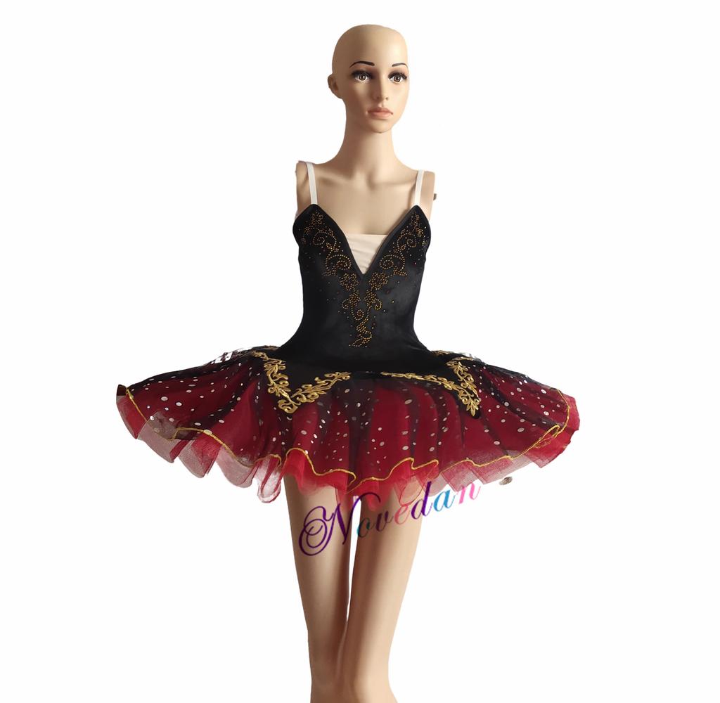 Black Red Professional Tutu Performance Ballet Tutu Platter Pancake Tutu Dress Girls Kids Ballerina Party Costume