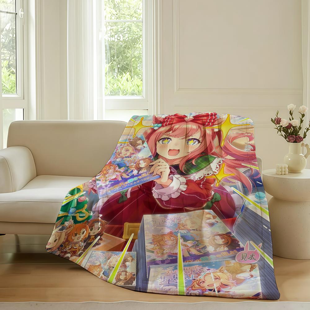 Anime Umamusume Pretty Derby Blanket For Sofa Office Bed Plane Travel Sleep Read Relax Camping Soft And Warm