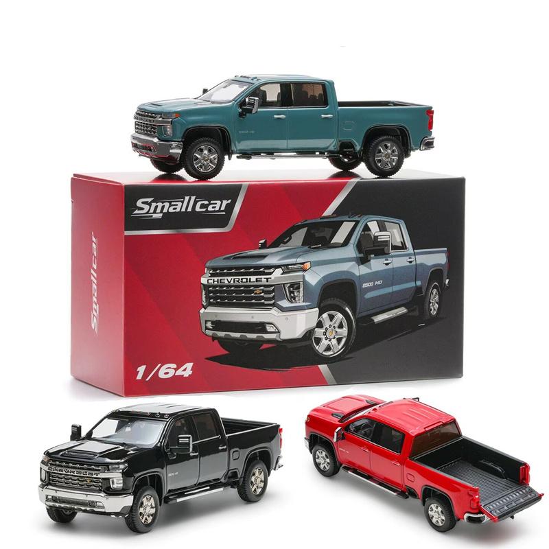 1/64 Silverado HD 2020 Alloy Pickup Car Model Diecast Metal Off-road Vehicles Car Model Simulation Miniature Scale Kids Toy Gift