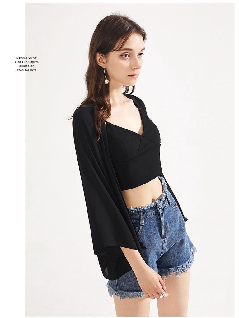 Women's White Summer Chiffon Cardigan - Lightweight, Stylish Sunscreen Top