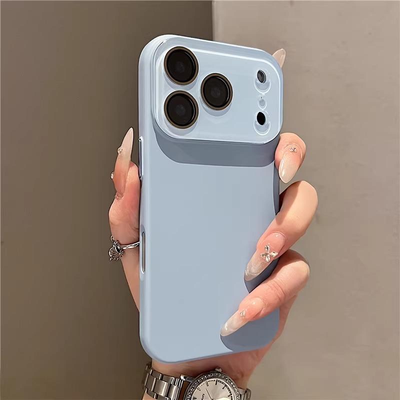 Coque de téléphone luxe en verre avec grande fenêtre pour iPhone 17 16 Pro Max Coques rigides pour iPhone 17 15 14 13 Pro Max Housse de protection pour appareil photo