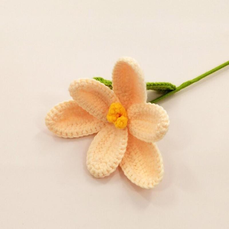 

Отдельная готовая пряжа Цветочный крючок Плетение цветущих веток тюльпанов Теплый и согревающий рождественский подарок Готовый букет