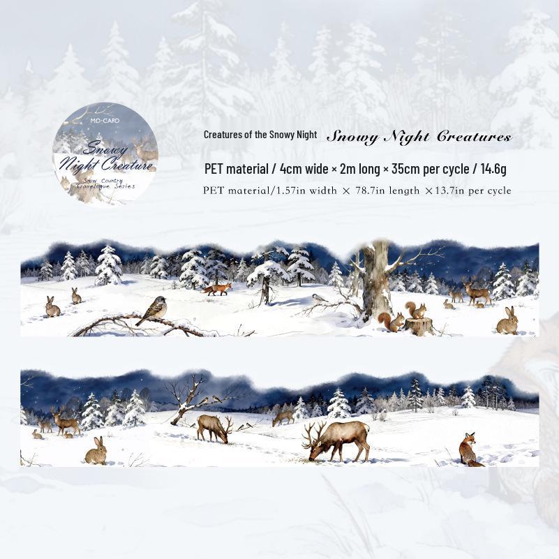 Mo Mo PET Irregular Shape Tape - Snow Country Chronicle Winter Series, Journal Decoration Collage, 6 Styles