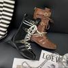 Fashion Lightweight Mid-leg Boots for Women with Inner Heightened Color Block Rear Zipper