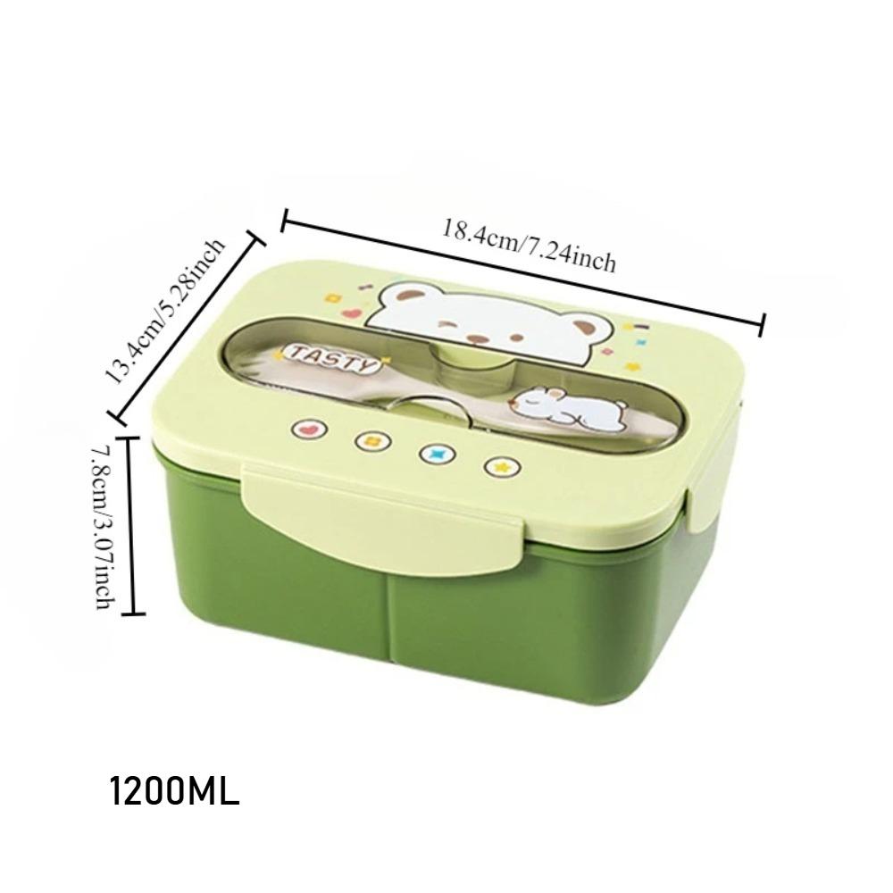 Plastic Lunch Box with Fork BPA Free Leakproof Food Container Microwavable Bento Box for School Office Outdoor Picnic 1200ml