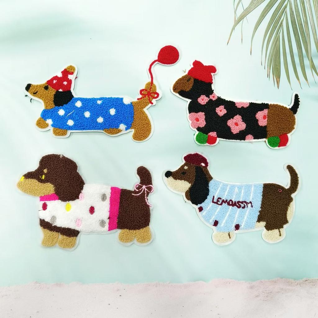 Computer Embroidery Towel Embroidery Dachshund Dog Cloth Sticker Clothes Bag Personalized Decoration Diy Patch Accessories