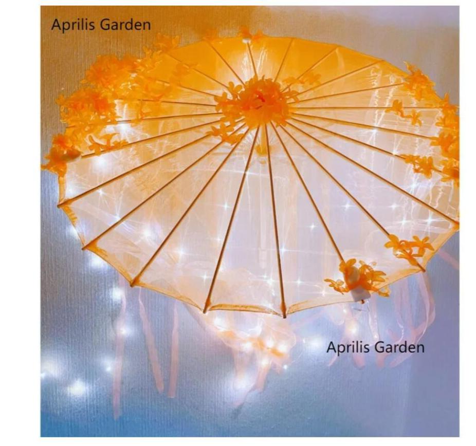 LED Chinese Japan Yarn Oiled Paper Silk Cloth Umbrella Costume Ancient Princess Umbrella Drama White Craft Umbrella Cosplay