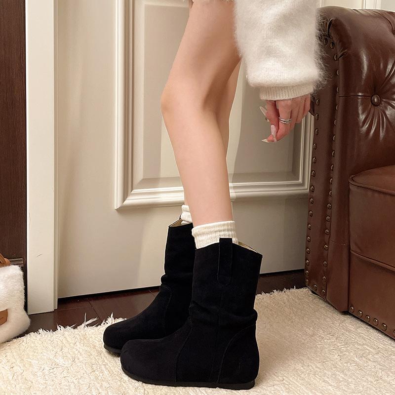 Retro Lazy Wind Boots Stacking Boots Women's Short Boots 2025 New Autumn and Winter Women's Frosted Leather Fashion Martin Boots