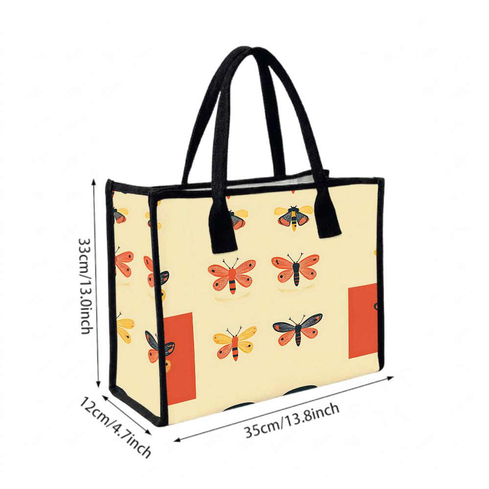 Cute Insect Printed Tote Bag Casual Large Capacity Handbag for Daily Use