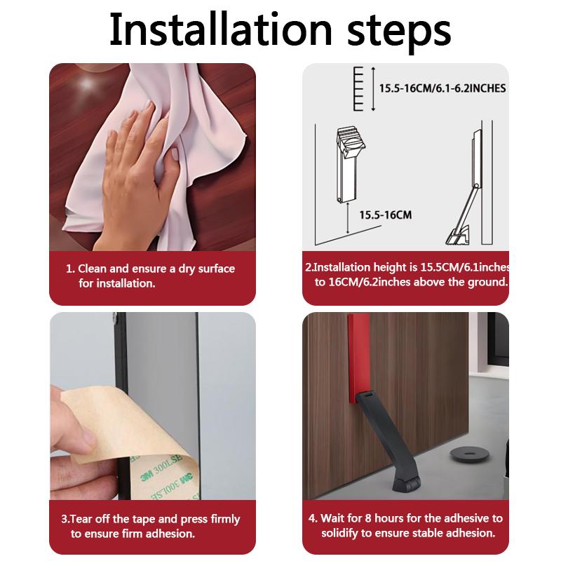 Silicone Door Stopper No-hole Kick Down Door Stop Anti-bumping Door Blocking Anti-trap Handle Windproof