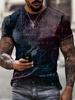 Cool Galaxy Cat Print T-Shirt, Short Sleeve Casual Tee for Everyday Fun