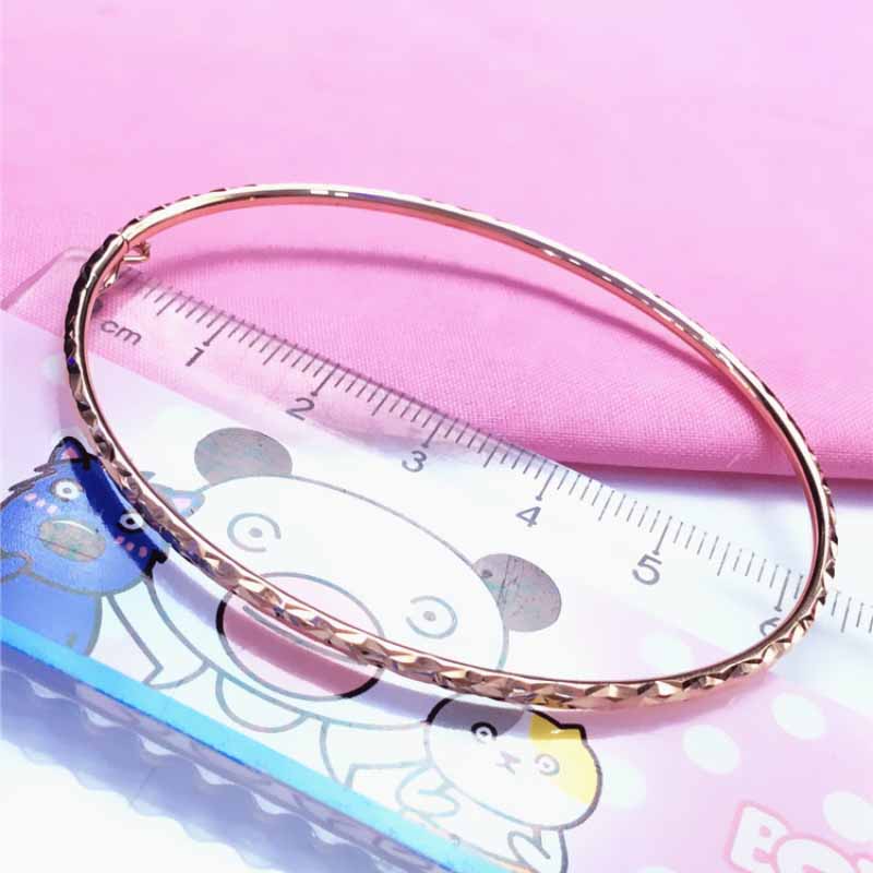 New 585 Purple Gold Plated 14K Rose Gold Geometric Shiny Bracelet for Women Slim Classic Charm Wedding Engagement Jewelry