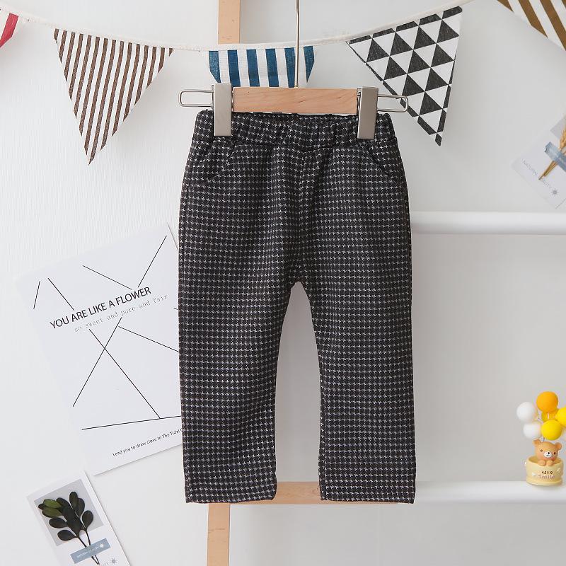 2024 Spring & Autumn Baby Boy Houndstooth Suit: Vest, Long Sleeve Shirt, and Pants