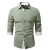 Men's Dress Shirt Long Sleeve Casual Button Down Shirts Regular Fit Inner Contrast Shirt for Business Party