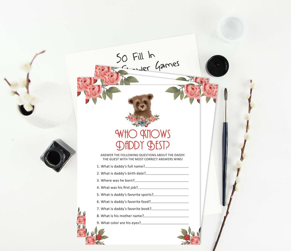 Inkdotpot Baby Shower Game Set Of 50 BabyA  AlphabetA  ABCA  Game Bear Jungle Animals Party