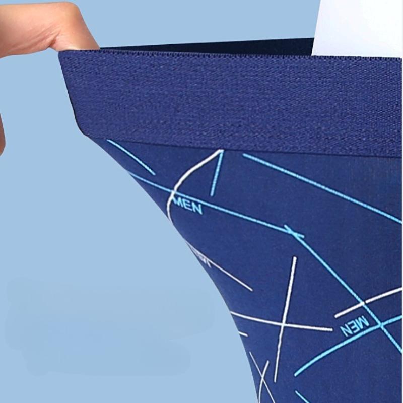 4PCS Plus Size Men's Underwear Trendy Personality Boxer Skin-friendly Breathable Mid-waist Printed Boxer Briefs