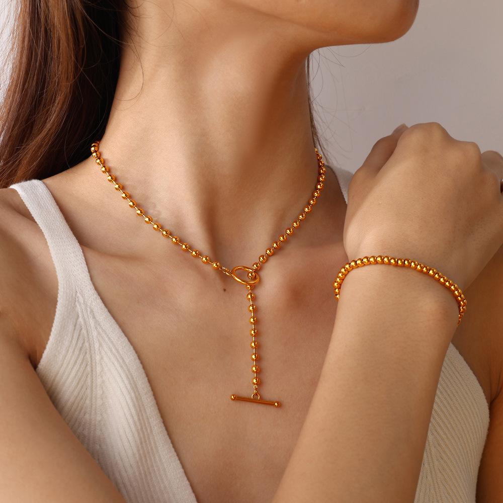 Yori New Retro Necklace Fashionable Versatile OT Clasp Design Simple Round Bead Choker DIY Production of Necklac Accessory
