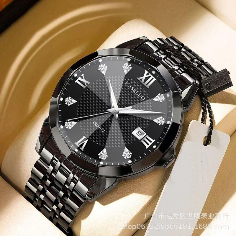 Fashion British Style Men'S Calendar Watch Personality Trend Quartz Steel Belt Watch Men'S Casual Business Watch