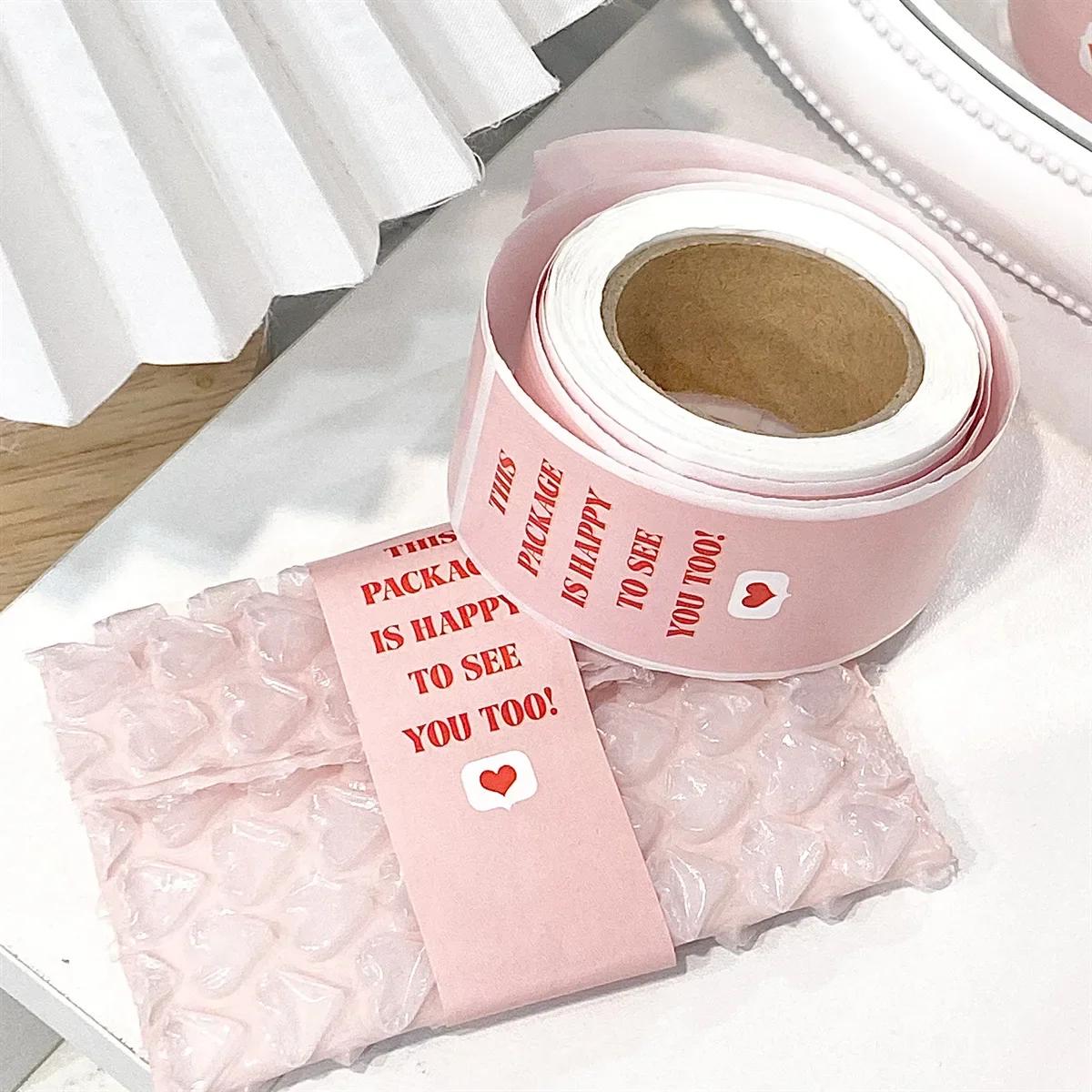 

100pcs/roll Sealing Label 2026 3*9cm(1.18*3.54in) Pink Thank You Sticker Decals Rectangular Decoration Retail Bag