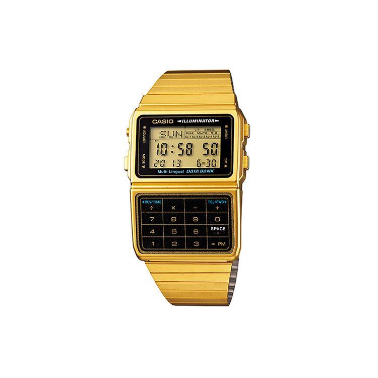 Casio Youth Series Digital Calculator Fashion Retro Multifunctional Calculator LCD Display Waterproof Quartz Movement Men Watches Gold DBC-611G-1 Gold