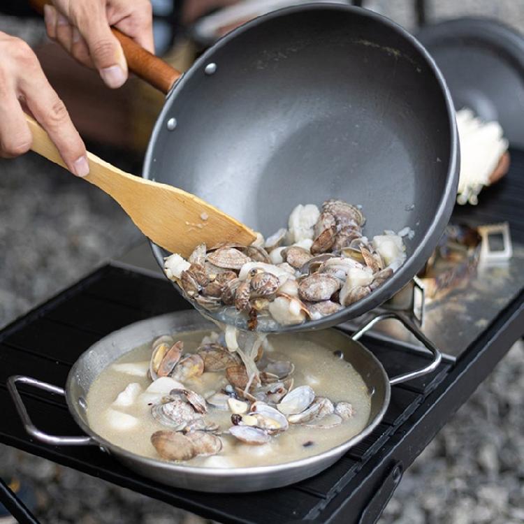 Light Weight Nonstick Frying Pan Wood Handle Wok Cookware Portable Camping Picnic Pot Aluminum Alloys Frying Pan