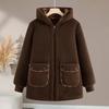 Middle-aged and Elderly Women's Clothing Fleece-lined Jacket Grandma Thickened Coat Women's Elderly Hooded Granular Fleece Warm