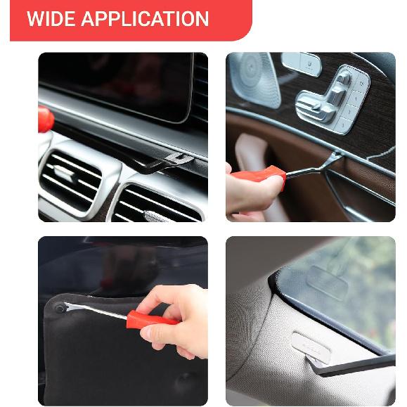 3Pcs Auto Fastener Remover Trim Rivet Removal Tool Kit For Car Door Panel Dashboard (Red)